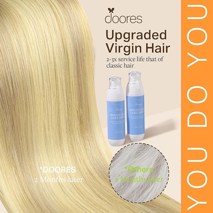 DOORES Human Hair Extensions Clip in, Dirty Blonde Mixed Platinum Blonde 120g 7pcs 16 Inch, Remy Straight Natural Hair Extensions