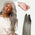 Luxy 100% Remy Human Hair – Halo Clip-In Hair Extensions –Natural Looking Volume & Length - One-Piece - Easy 5-Min Application 150 grams 12" Light Gray Halo