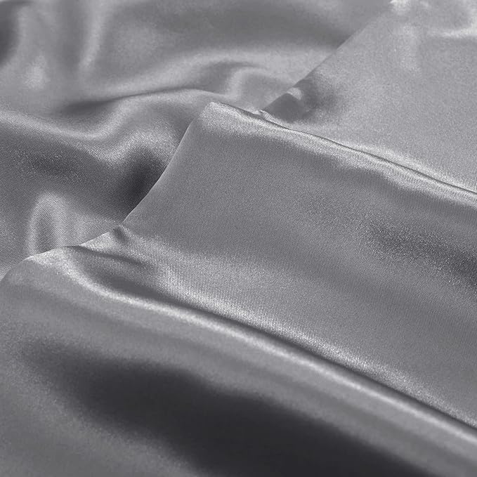 Aormenzy Satin Body Pillow Cover Set of 2, 20x54 Inches Dark Grey Case for Adults, Silky Soft & Cooling Pillowcase With Envelope Closure
