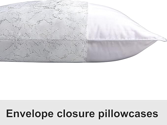 NTBAY 2 Pack Satin Queen Pillowcases for Hair and Skin, Luxurious and Silky Marbling Printed Pillow Cases with Envelope Closure, 20x30 Inches, White