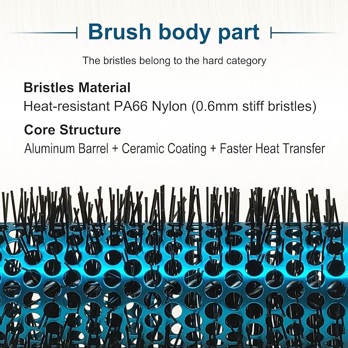 SUNBIRD Round Brush for Blow Drying - Wood Handle Professional Blowout Brush with Aluminium Ceramic Ionic Thermal Barrel for Smooth Hair, Volume & Heat Curly Styling (Outer Diameter2.1Inch)