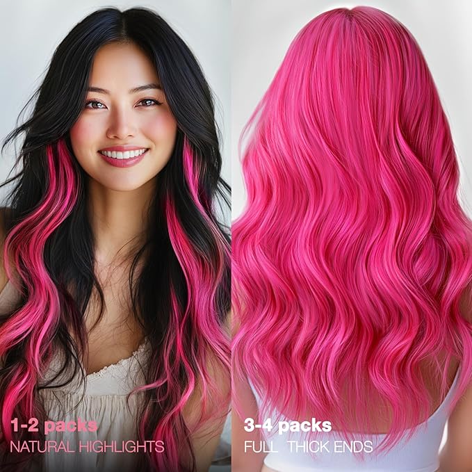 GOO GOO Tape in Hair Extensions Human Hair, Pink, 12inch 20g 10pcs, Colored Tape ins Human Hair Extensions, Silky&Soft Invisible Tape Ins, Hair Highlighted for Party