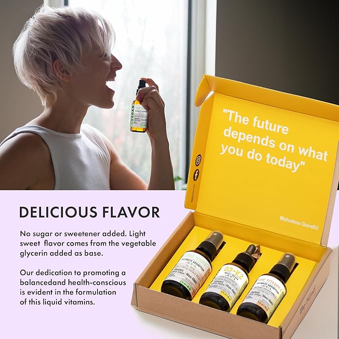 Immunity Support Pack - Raw Vitamin C, D3 & K2 Liquid, Zinc Picolinate - Premium Heart Health Vitamins w/Essential Minerals, Antioxidant Properties, & Cardiovascular Benefits - 180 Days Supply