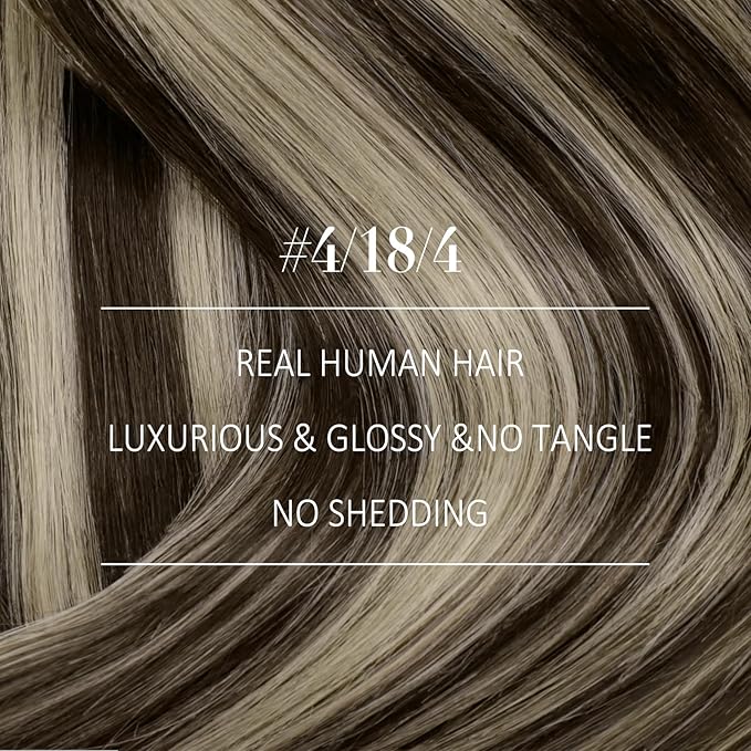 YoungSee Balayage Human Hair Sew in Extensions Chocolate Brown with Ash Blonde Balayage Weft Extensions One Piece Weft Hair Extensions Human Hair for Natural Look 22Inch 100G
