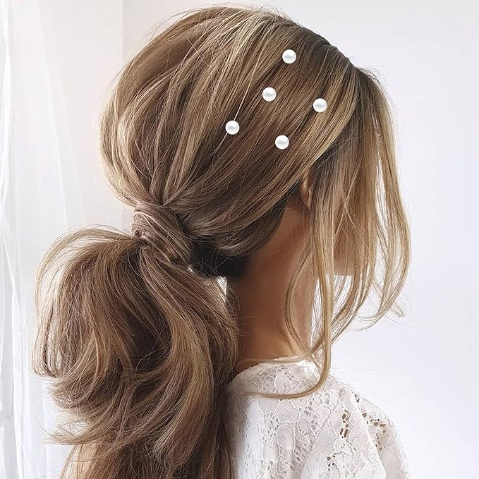 Pearl,Rhinestone Crystal Twisters Spiral Set Hair Pin Silver Coil for Wedding, Bridal, Prom, Party and Special Occasion with Clear Container (pearl)