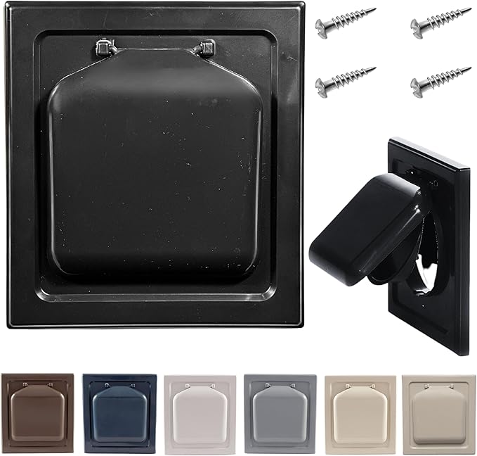 NO-PEST VENT, Exclusive Dual Door Dryer Vent Cover Outdoor 4 inch or Bathroom Fan, Made in USA w Highest UV Resistant Plastic in Any Outdoor Vent Cover (Onyx, 4 inch W/O Duct Tube)
