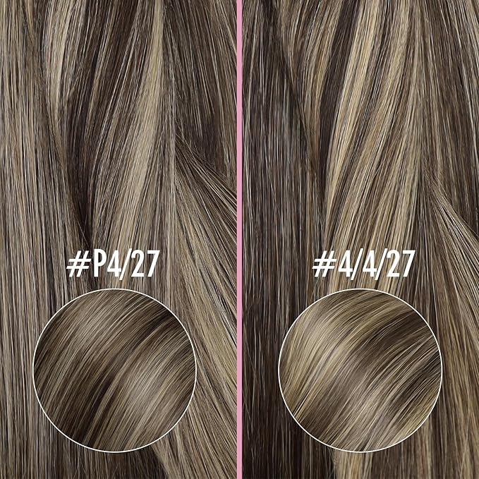 YoungSee Nano Hair Extensions Real Human Hair Brown Highlight Nano Bead Human Hair Extensions Dark Brown Highlights Caramel Blonde Nano Ring Hair Extension Straight Cold Fusion 18inch 50s 50g
