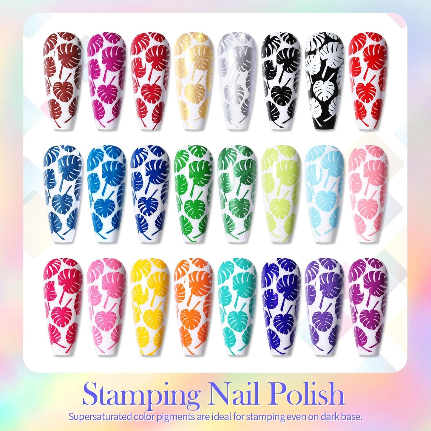 Born Pretty Nail Art Stamping Polish Halloween Nail Polish Set Manicure Print Nails Polish for Stamping Plates 24 Colors Bulk Nail Polish Set Gift Collection