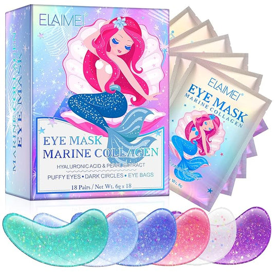Under Eye Patches(18 Pairs) for puffy eyes - Eye Mask with Natural Marine Collagen, Diminish dark circles, Wrinkles, Hyaluronic Acid - Anti-Aging Under Eye Mask for Face Care
