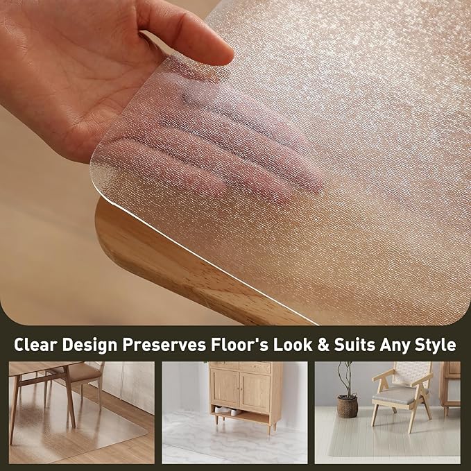 Clear Plastic Area Mat for Under Dining Table, 8'×12' Large No Slip Waterproof Vinyl Area Rug for Home, Anti-Spill Hard Floor Protector Cover, Splat Mat for Under High Chair, Easy Clean Floor Mat