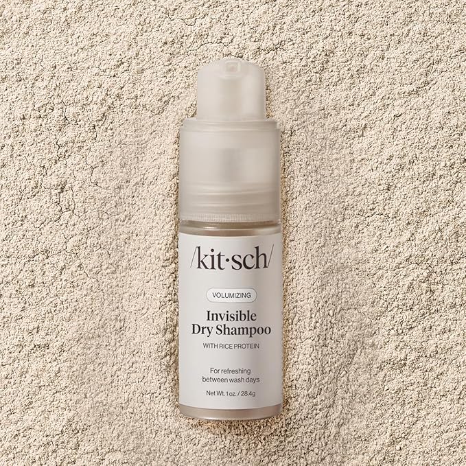 Kitsch Volumizing Rice Protein Dry Shampoo Powder - Dry Shampoo for Women & Men, No White Cast, Absorbs Oil, Non-Greasy, Light-to-medium Hair Colors, Travel Size | Ideal Gifts for Women- Invisible 1oz