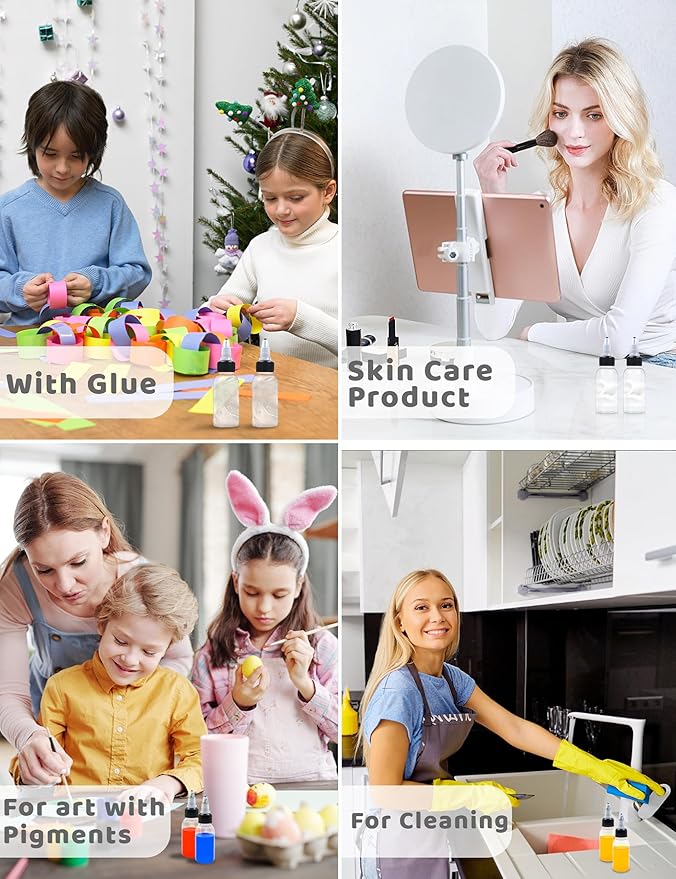 10 Pcs 2oz Plastic Squeeze Bottles with Twist Top Cap, 60ml Clear Dispensing Bottles, Empty Squirt Bottle for Liquids, Sauces, Arts, Crafts, Travel