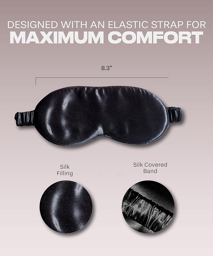Silk Sleep Mask for Women and Men - Silk Eye Mask for Sleeping, Blindfold, Eye Covers, Pack of 2