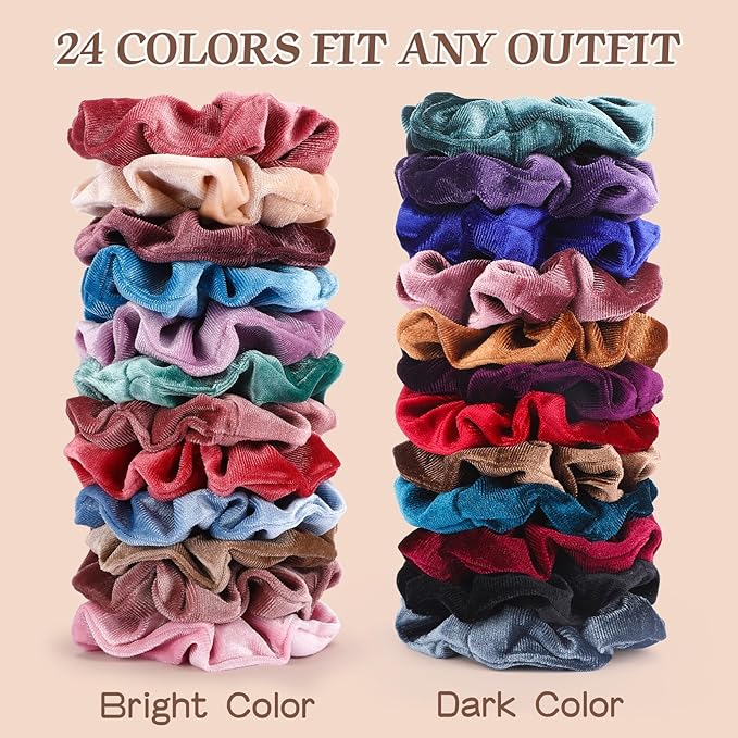 OCATO Birthday Gifts for Women Mom: 24Pcs Velvet Scrunchies Easter Basket Essentials for Adults Girls Elastic Hair Scrunchies for Women Girls Hair Ties Hair Bands Hair Accessories Party Favors
