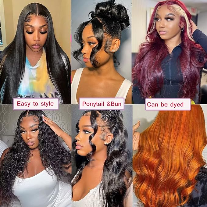 Lemoda Full 13x6 Body Wave Lace Frontal Virgin Human Hair Wigs 210% 30Inch 13x6 HD Transparent Lace Front Wigs 15A Brazilian Pre Plucked Thin Knots