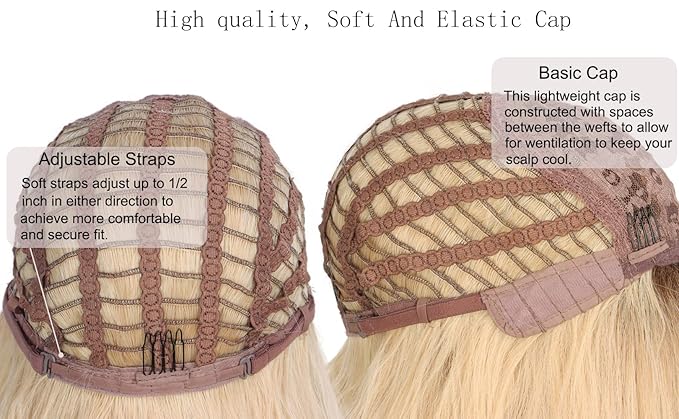 Ombre Dirty Blonde Wavy Wigs With Bangs For Women Medium Long Ash Blonde Synthetic Wigs For Daily Use （Dirty Blonde）