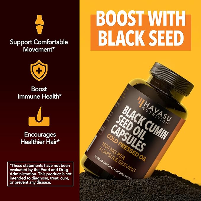 Cold Pressed Black Seed Oil Capsules - 1500mg Black Cumin Supplement for Immune Function, Digestive Support & Overall Health - Hair & Skin Superfood - Nigella Sativa - 2 Month Supply, Unflavored