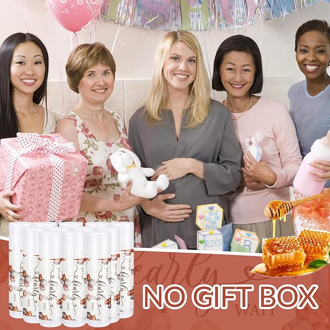 Loopeer 50 Pcs Lip Balm Gift Set Baby Shower Party Favors Natural Ingredients Beeswax lipsticks Gender Reveal Favors Gift Chapped Lips Care Products for Baby Kids Men Women and Children (Bear)