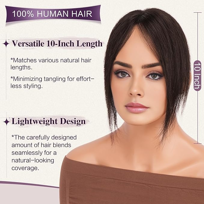 RUWISS Hair Toppers for Women Real Human Hair Lightweight Dark Brown with 15% Dark Cocoa Blonde Clip in Hair Piece for Thinning Hair Fluffy Straight Hair Topper without Bangs