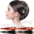 RC ROCHE 6 Pcs Duck Bill Alligator Hair Clips for Women Sectioning Flat Claw Long Thick Hair Inner Teeth Curved Styling Jaw Strong Secure Grip Salon, Medium Black, Brown, Clear