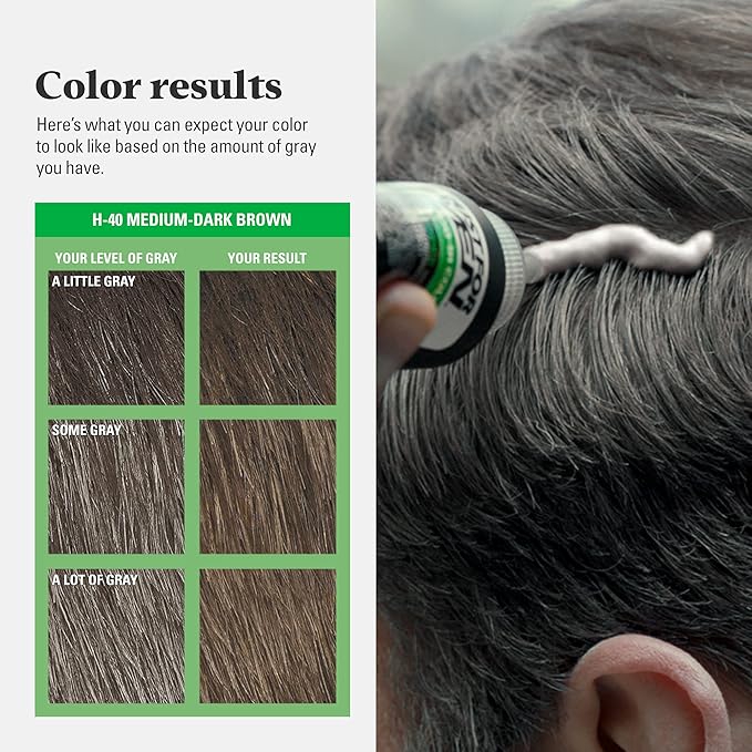 Just For Men Shampoo In Color, Hair Color for Men with Keratin and Vitamin E for Stronger Hair, Restores Natural Hair Color, Medium-Dark Brown, H-40, Pack of 3