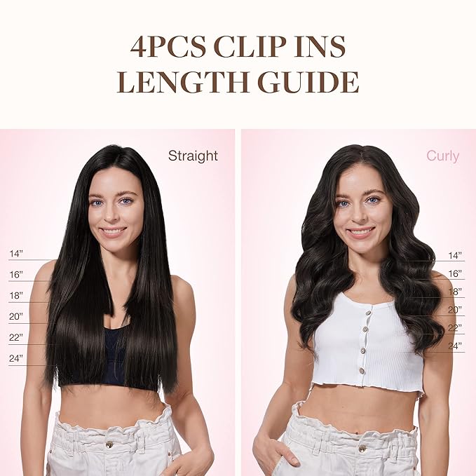 GOO GOO Clip in Hair Extensions Real Human Hair, Remy Human Hair Extensions Clip ins for Women, Natural Human Hair, 16inch 65g 4Pcs, 2 Dark Brown