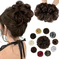 Messy Bun Hair Piece Wavy Curly Scrunchies Fluffy Donut Thick Updo Elegant Chignon Hairpieces for Women Girls, Medium Brown 1.4oz