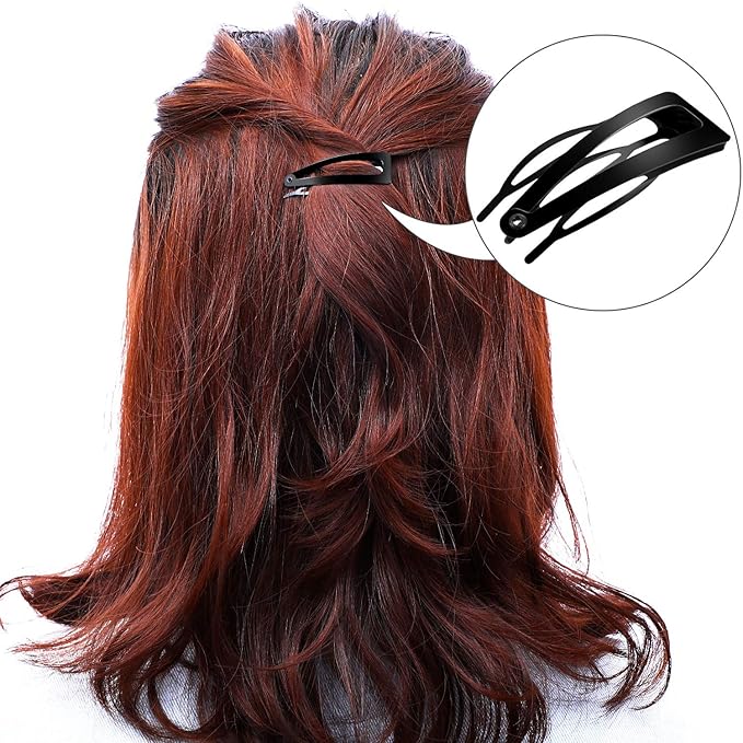 Chinco 24 Pcs Double Grip Hair Clips Metal Snap Clips Women Barrettes for Hair Making, Salon Supplies(Black,2 Inch)