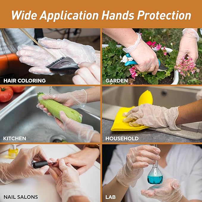 Med PRIDE Vinyl Gloves| 4.3 mil Thick, Powder-Free, Non-Sterile, Heavy Duty Disposable Gloves| Medical, Food Hand