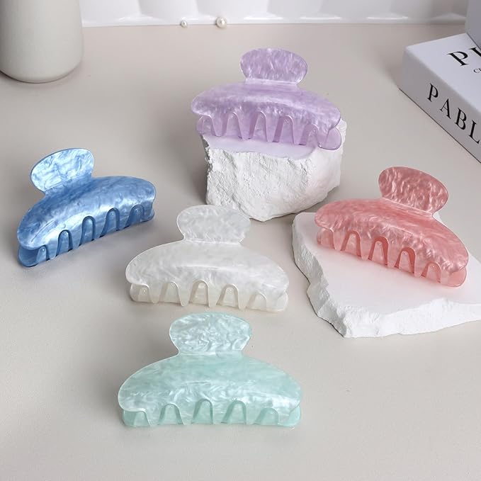 5Pcs Hair Claw Clips Medium Hair Clips for Thick/Thin Hair Strong Hold Non-slip Hair Jaw Clamp Styling Hair Accessories for Women and Girls
