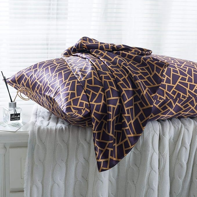SLPBABY Silk Pillowcase for Hair and Skin with Hidden Zipper Print (Queen, Pattern26)