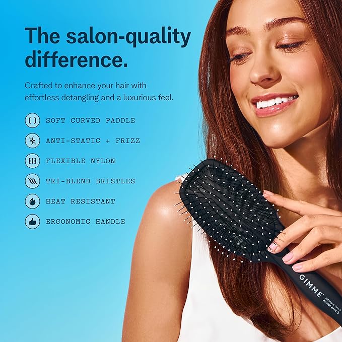 Gimme Beauty - Medium Hair Brush - Damage-Free Detangling Hair Brush - Soft Bristle Brush with Anti-Static & Heat Resistant Nylon Bristles