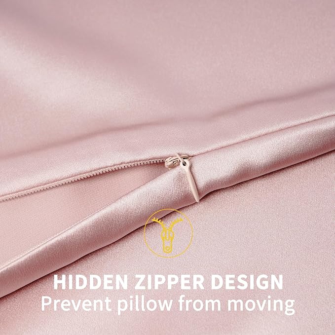 ZIMASILK 100% Pure Mulberry Silk Pillowcase for Hair and Skin Health,Soft and Smooth,Both Sides Premium Grade 6A Silk,600 Thread Count,with Hidden Zipper,1pc (Queen 20''x30'',Pale Pink)