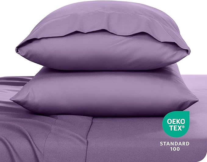 Bare Home Microfiber Pillow Cases - King 20x40 - Cooling Pillowcases - Double Brushed - Easy Care - Envelope Closure (King Pillowcase Set of 2, Lavender)