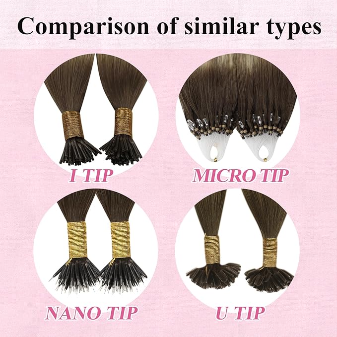YoungSee Microbead Hair Extensions Brown Balayage Micro Bead Hair Extensions Real Human Hair Ombre Dark Brown to Brown with Blonde Micro Extension 24 Inch Bead Hair Extension for Long Hair 50s/50g