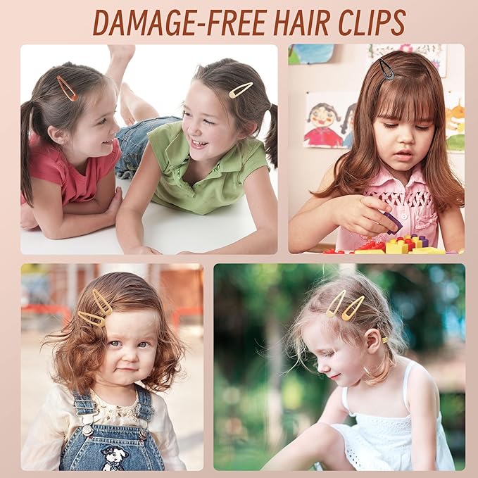 Metal Snap Hair Clips, No Slip Hair Clips for Thick/Thin Hair, 16pcs Medium/Big Barrettes for Women Kids Girls Hairstyle Makeup Accessories (8pcs 2.36inch & 8pcs 2.7inch) (Black Brown)