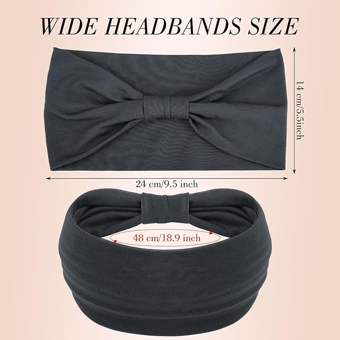 obeoby 5.5'' Wide Headbands for Women, 4Pack Boho Twisted Knot Hairband Large Headbands
