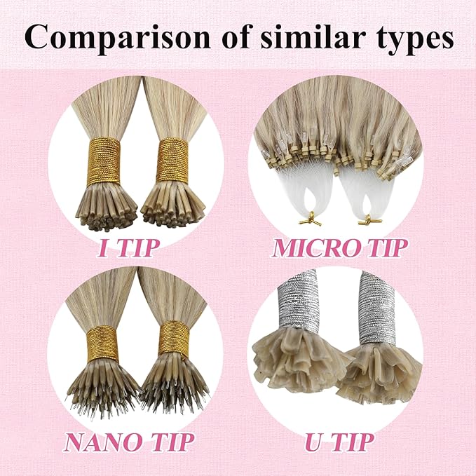 YoungSee Micro Loop Hair Extensions Real Human Hair Blonde Bead Hair Extensions Human Hair Highlight Blonde and Ash Blond Micro Hair Extension 22In 50g Soft Hair Extension for Photo Shoots 50s 50g