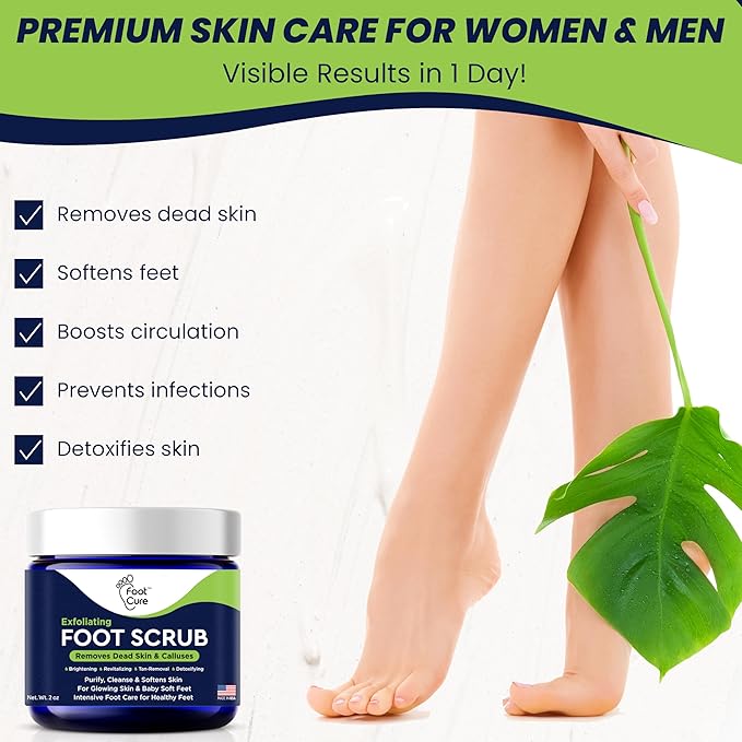 Exfoliating Foot Scrub with Pumice Stone powder - Gentle Moisturizing Foot Scrub for Dry Skin - Cracked Heel Repair for Smooth, Soft Feet - Pedicure Foot Spa 1 Pack