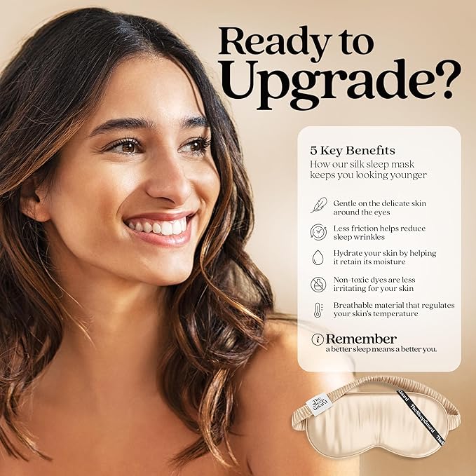 Pure Silk Sleep Mask [100% 6A Mulberry Silk, 22 Momme] Light Blocking Travel Essentials. Eye Masks for Sleeping. Black Oeko-Tex Blindfold. Eye Covers for Men & Women