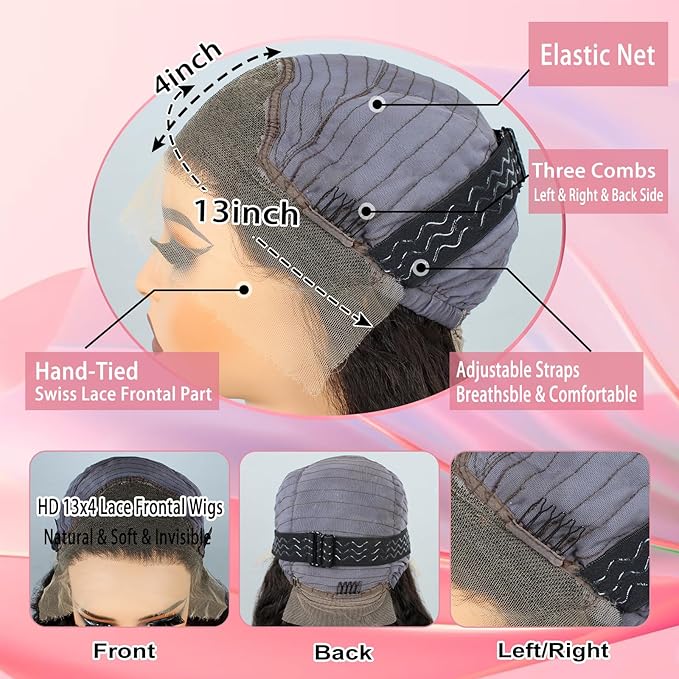 MEIMEI SKINLIKE Real HD Lace Wig Loose Deep Wave Lace Front Wigs Human Hair Pre Plucked Bleached Knots 200% Density Ultra-thin Invisible HD Lace 13x4 Loose Wave Wigs Human Hair for Women