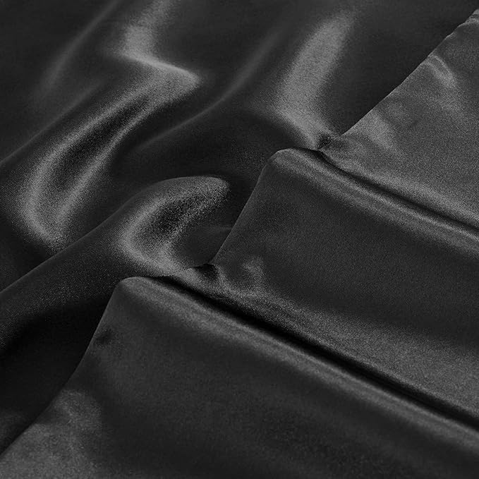 Aormenzy Black Satin Pillowcase for Hair and Skin, Satin Pillow Cases for Women Standard Size Set of 2 with Envelope Closure Silky Pillow Covers Wrinkle, Fade Resistant (20x26 Inches)