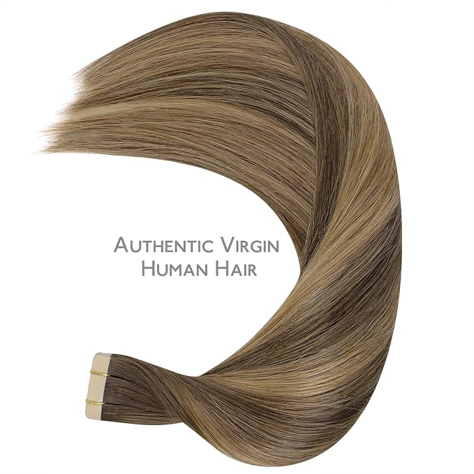 WENNALIFE Tape in Hair Extensions Human Hair Balayage Chocolate Brown to Caramel Blonde Tape in Extensions, 10pcs 20g 10 inch Remy Invisible Tape Ins Straight Soft Real Human Hair Tape in Extensions