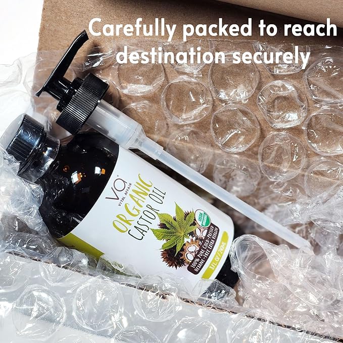 VITAL AFFAIR Castor Oil Organic Cold Pressed Unrefined Glass Bottle - USDA Certified Castor Oil For Hair Growth, Skin, Eyelashes, Eyebrows & Nails - 8 Fl Oz