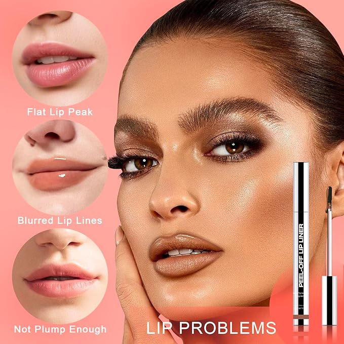 Peel Off Lip Liner Stain - Long Lasting Natural Lip Stain Transfer-proof Lip Liner, Moisturizing Waterproof Lip Gloss Stain, Highly Pigmented Color for All Skin, Ideal Gifts for Women (Nude Pink)