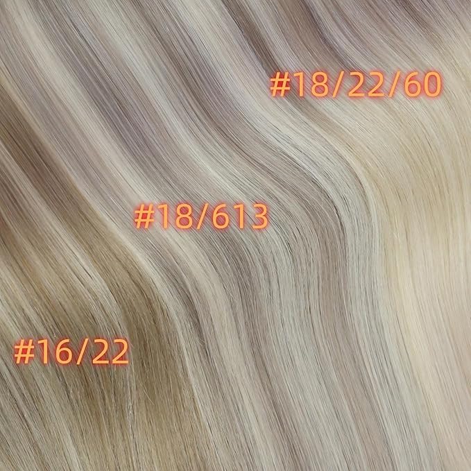 Full Shine Ash Blonde Clip in Extensions Human Hair 22 Inch PU Weft Real Hair Clip in Ash Blonde Highlights Platinum Blonde Silky Straight Remy Hair 8 PCS 120 G