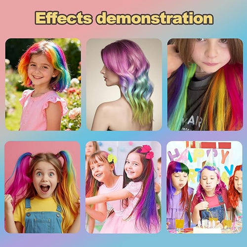 6 Colors Festive Fun Hair Chalk Combs, 2026 New Temporary Glitter Hair Colors Hairs Chalk Combs, Washable DIY Color Dye for Birthday Christmas New Year Cosplay Hairs DIY Party for Teenage Girls Kids