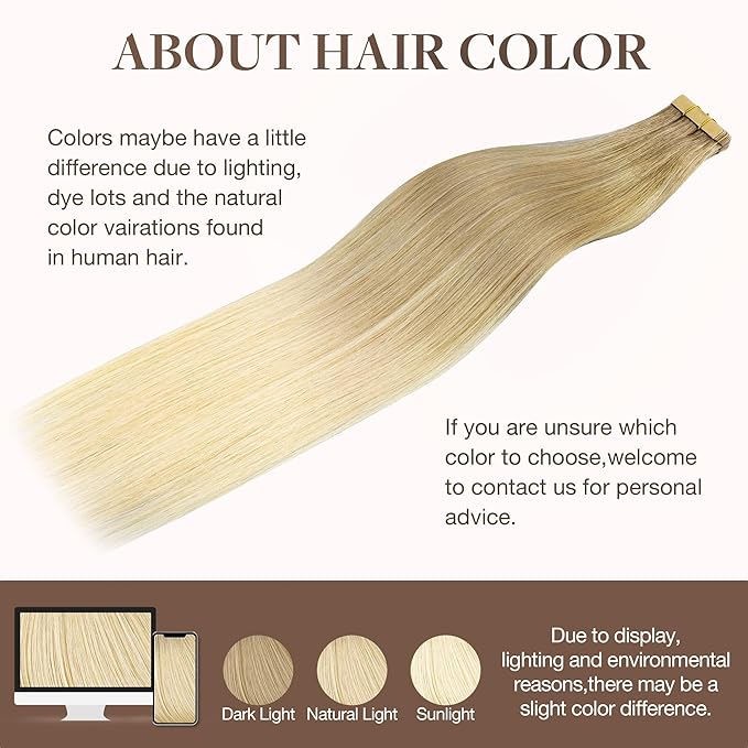 GOO GOO Tape in Hair Extensions Human Hair, O7/60F Ombre Ash Blonde with Frosted Highlights, 10inch 30g 20pcs, Skin Weft Seamless Invisible, Silky Straight with Thick Ends, Remy Human Hair