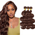 28 30 32 Inch Color 4 Body Wave Bundles Brown Human Hair Bundles Niegmeag Peruvian Virgin Remy Hair Extensions Double Weft Dark Brown Body Wave Bundle