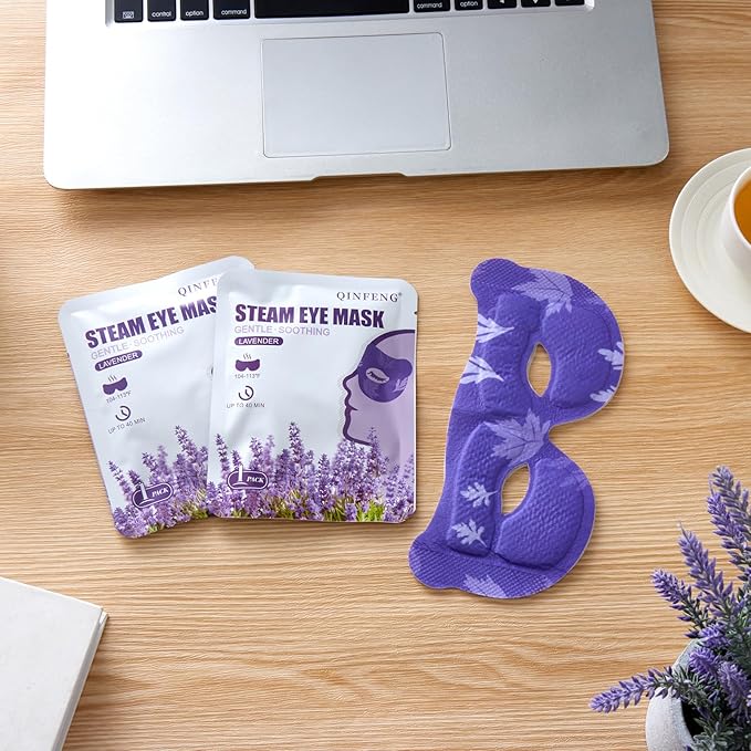 18 Packs Lavender Steam Eye Masks for Dry Eyes 40 Mins Warm Eye Mask Heated Eye Mask Reduce Puffiness Dark Circles Travel Essentials Eye Masks for Sleep Disposable(Lavender,Hollow)